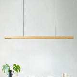 Solid Wood Long LED Pendant Light Modern Minimalist Dining Room Bedroom Living Room Front Desk Decorative Lighting Fixtures