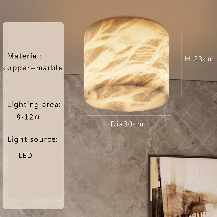 Modern Home Decoration Small Marble Ceiling Lamp Led 2024 New Design Spanish Marble Lusters for Bedroom Hallway