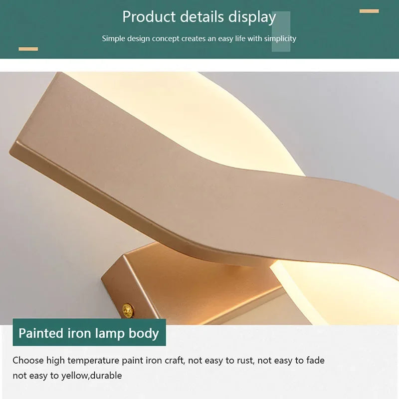 Modern LED Wall Lamp Rotatable Aisle Sconce For Living Dining Room Study Bedroom Bedside Home Decoration Lighting Fixture Lustre