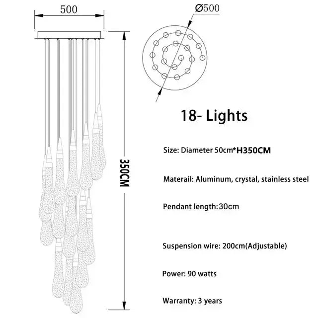 2025 New Modern LED Crystal Pendant Light Lustre Restaurant Bar Composite Staircase Light Living Room Home Decoration Lighting