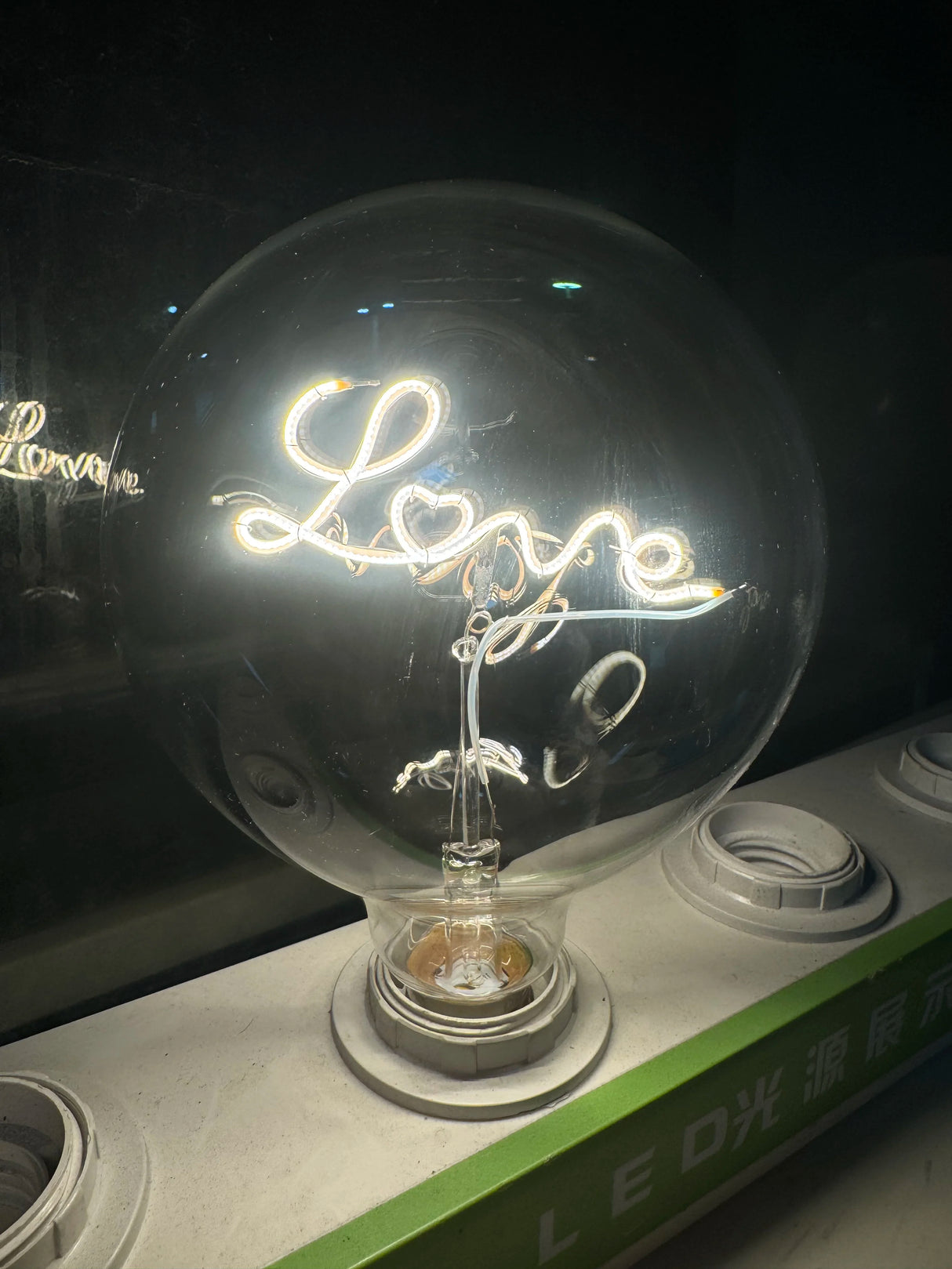 LOVE G125 220V 4W Dimmable Pink Red Yellow Edison Bulb Neon Letter Light Transparent Desk Light Ambient Light