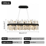 Italian Design Luxury Crystal Chandelier Light (E14) - Customizable Hanging Pendant Lamp Fixture for Living Room & Dining Room