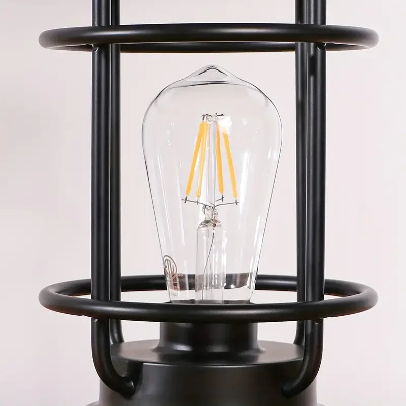 2 Set Farmhouse Table Lamps With Bulbs,Bright Rotary Switch Top Light + Touch Contorl Dimmable Nightstand Light,Metal,Black