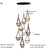 Nordic Leather Handmade Glass LED Lights Creative Belt Design Pendant Lamp for Bedroom Restaurant  Designer Model Room Decor