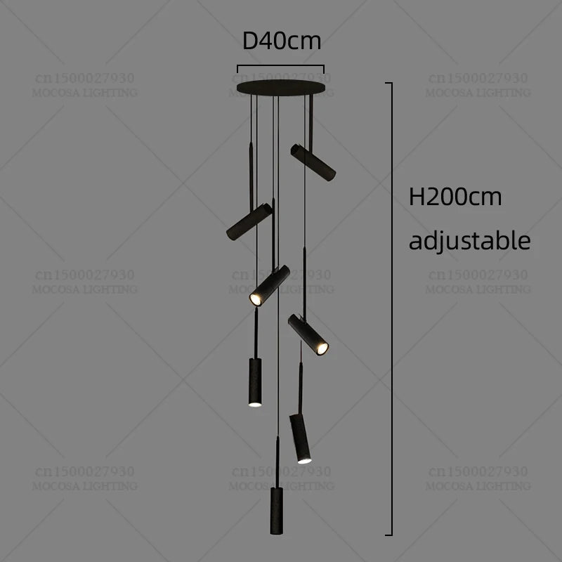 Nordic Modern LED Spotlight Staircase Chandelier Bedside Pendant Lamps Living Room Adjustable Angle Island Lights Designer Style