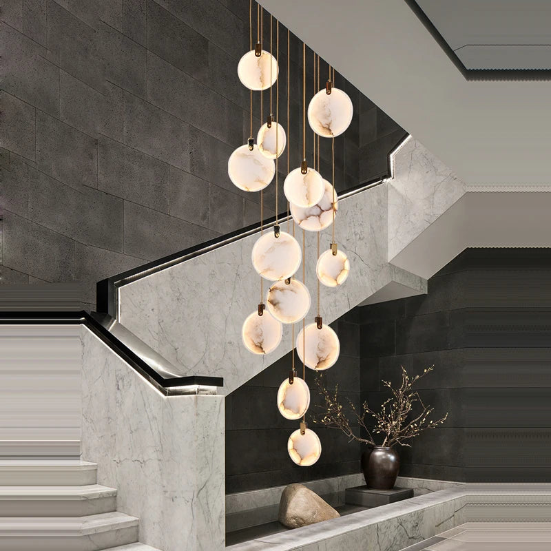New Chinese LED Marble Gold Home Deco Designer Chandelier Lighting 2026 New Trend Lustre Hanging Lamps For Living Room