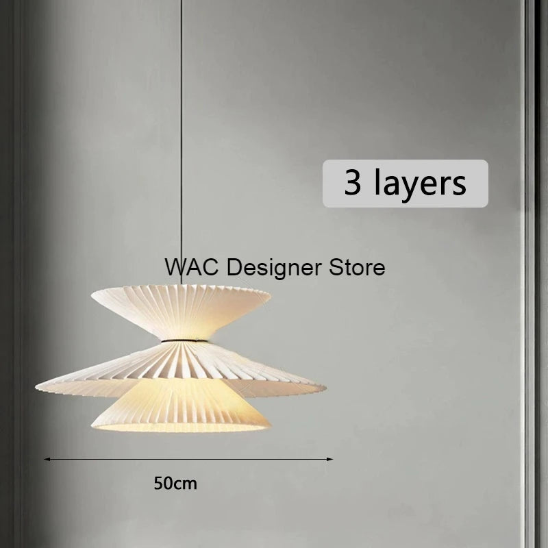 Japanese Creative Pleated Fabric Pendant Light - Modern Cloth Shade Ceiling Chandelier Lamp Fixture for Bedroom, Living Room, Dining Room & Kitchen