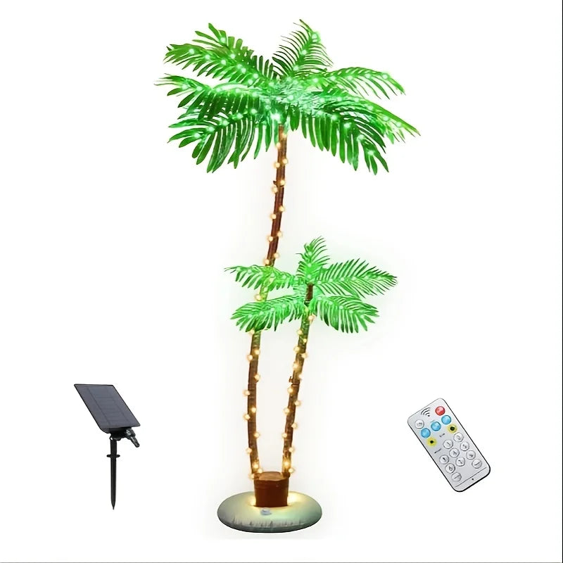 6 FT SolarPalm Trees For Outside Patio, Bar Pool DeckLED Artificial Fake Tree Lights For Tropical Party Christmas
