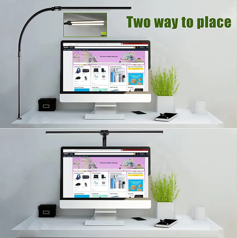 Double Head LED Desk Lamp EU/US Architect Desk Lamps Office 24W Brightest 5Color Modes and 5 Dimmable Eye Protection lamp