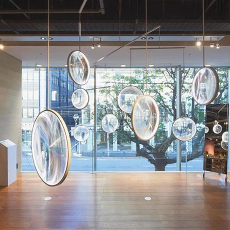 Pendant light LED Round clear glass light fixture Hotel Hall Living room lamp Restaurant designer pendent light