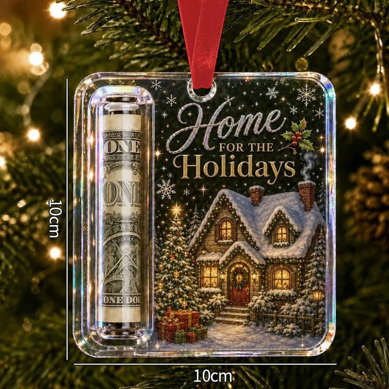 Money Storage Christmas Tree Hanging Ornament Clear Piggy Bank Christmas Decoration 2026 Cash Slot Hanging Pendant Navidad Decor