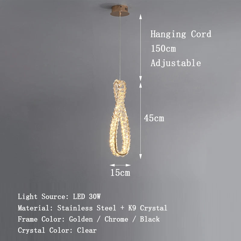 Small Crystal Modern Chandeliers for Dining Table Decors Golden Luxury Hanging Lamps for Ceiling Home Lighting Fixture LED Luster's