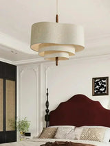 Japanese Wabi-Sabi Cloth LED Ceiling Chandelier - Minimalist Fabric Pendant Light Fixture for Living Room, Kitchen Island & Home Decor