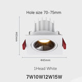 Recessed LED Ceiling Lamp Angle Adjustable 7W 24W Single/Double Head LED Spot lights Anti-Glare Downlight For Home Office Store