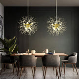 Modern Sputnik Firework Crystal Pendant Lighting 8-Light Gold Chandelier for Dining Room Living Room Bedroom Restaurant