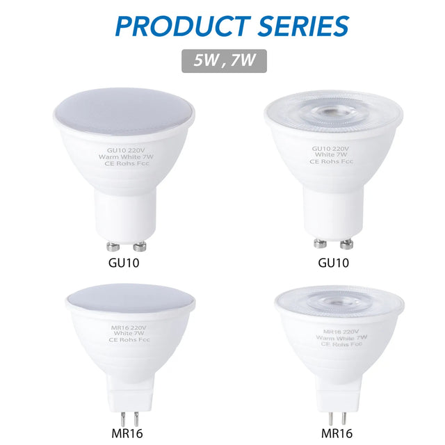 E27 LED Spot Light GU10 LED Bulb 5W E14 LED Lamp 220V Spotlight MR16 7W Lampasa GU5.3 Corn Light Bulb gu 10 Ampoule 2835 Lamp