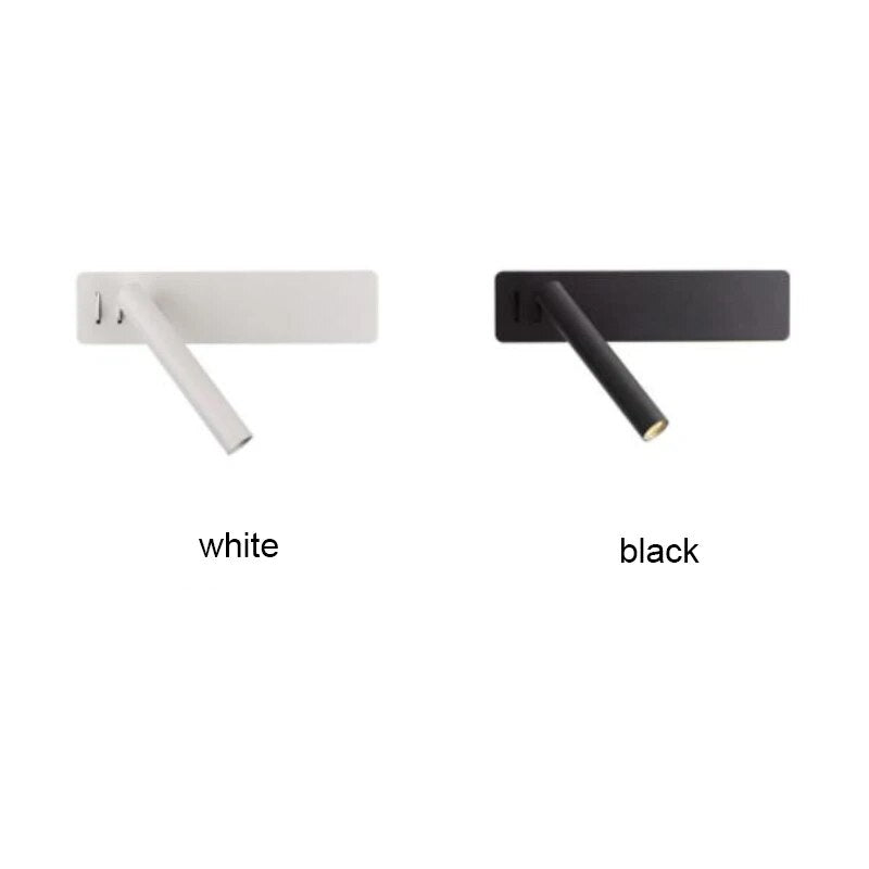 6W LED Wall Lamp Reading Light for Bedroom Hotel Headboard Night Book Lamp Rotation Bedside Wall Light with 3W Spot Led Light