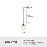 Modern Glass Ball Lampshade Led Chandelier Bedside Pendant Lighting Dining Room Hanging Lamp Restaurant Decor Suspension Lustre