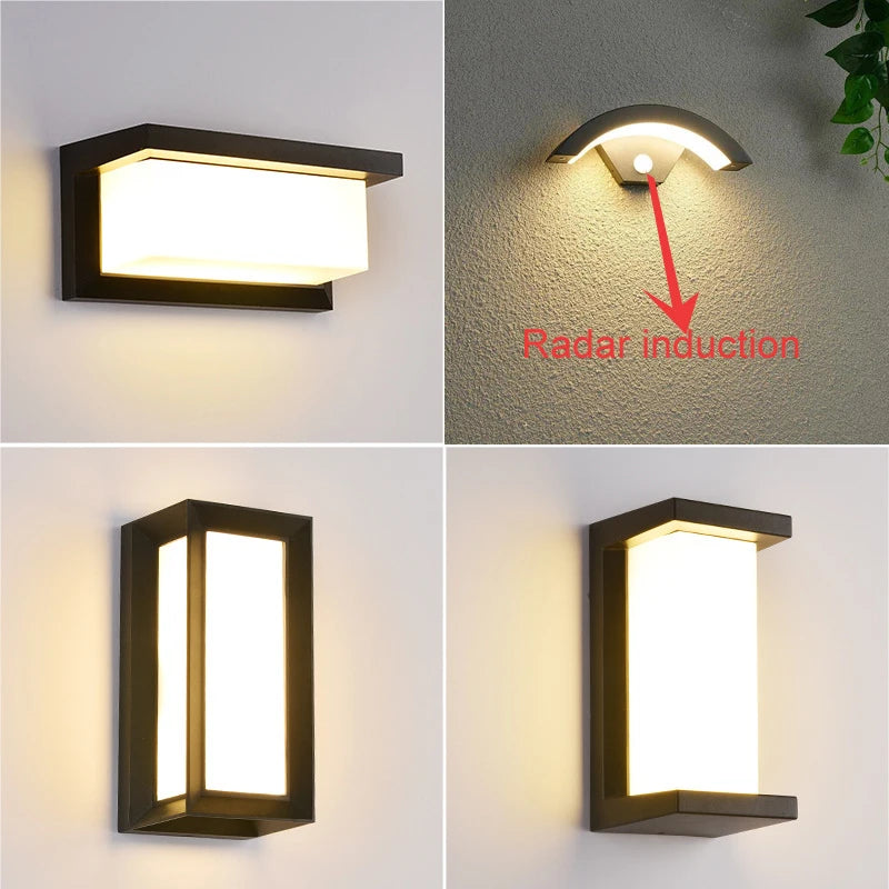 Modern Outdoor Wall Light Waterproof IP65 Motion Sensor Led Outdoor Lighting Porch Lights Balcony Garden Light Outside Wall Lamp
