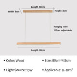 Nordic Long Wood Strip LED Pendant Light Dining Table Lamp Light Suspension Chandelier for Living Dining Room Lighting Fixture