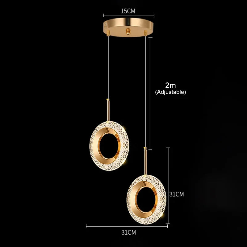 Modern Crystal LED Pendant Lamp - Luxury Indoor Lighting for Home Decor