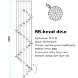 LED Villa Staircase Pendant Lights Long Cable Hanging crystal glass ball droplight for Restaurant Bar Indoor Decorative