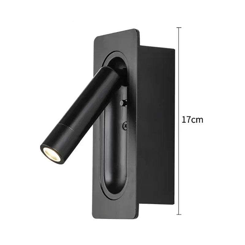 LED Ambient Reading Light Adjustable Recessed Wall Light Wide Voltage 85V-265V Indoor Rotatable Bedside Reading Light