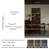 2026 Wood Arch Modern Long Pendant Light - Minimalist LED Dining Table Chandelier