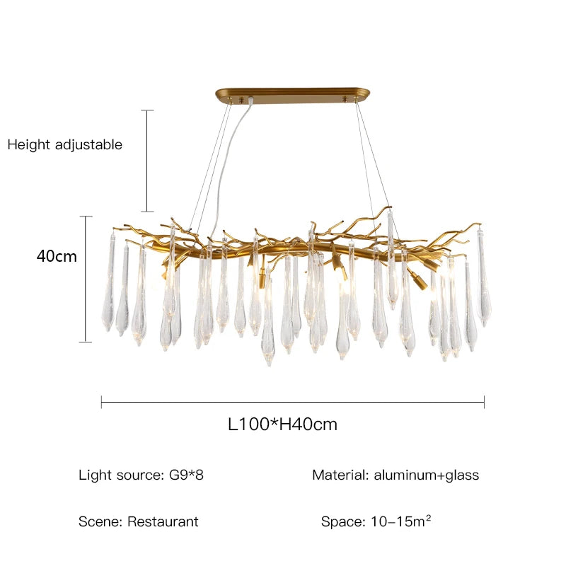 Light Luxury Crystal Chandelier Postmodern Minimalist Living Room Tree Branch Lamp Artistic Dining Room Pendant Lamp