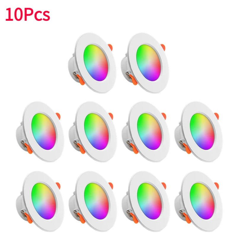 1-15Pcs LED Downlight Wi-Fi 10W 85-265V Dimmable Spot Light Recessed Round Light Spot Bluetooth-Compatible Lamp Atmosphere