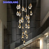 Nordic Villa Staircase Crystal Pendant Lights For Living Room Bedroom Kitchen Shop Home Decoration Chandelier Indoor Lighting