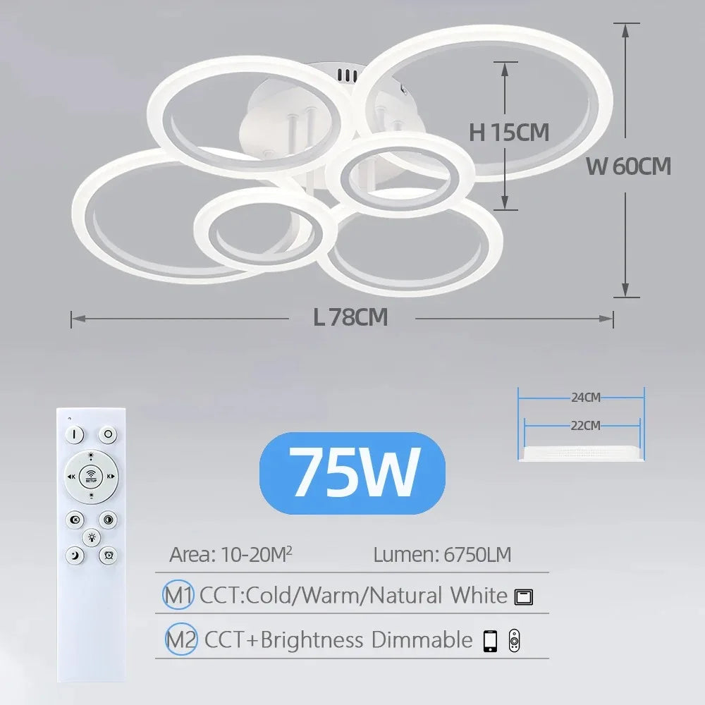 Modern LED Chandelier Home Lighting Ring Ceiling Mount Chandelier Living Room Bedroom Lighting lustre Ceiling pendant lamp
