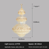 Double-Storey House Living Room Chandelier Hollow And Luxurious Modern And Retro Crystal Lamp-Style Multi-Story Villa Hall Light