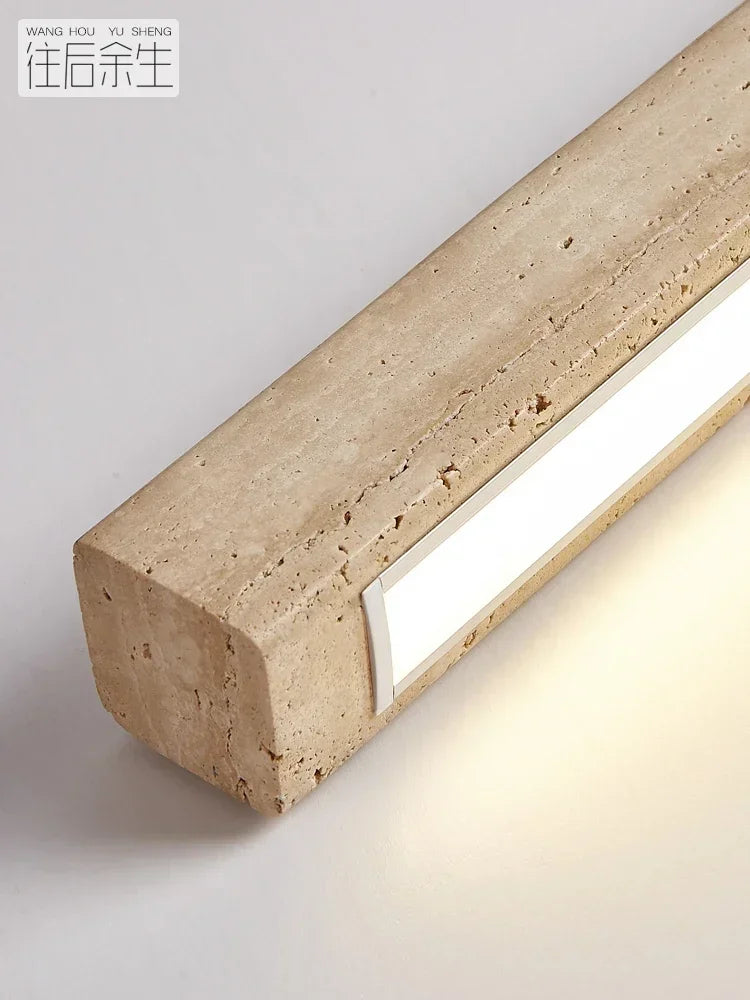 Japanese Wabi Sabi Stone Long Strip Chandelier One Line Down light Restaurant Living Room Office Study Table Light Fixture Wood