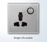  Universal Round Tempered Glass Home Wall Switch Panel LED Indicator Black/Grey/Gold/White 250V 86mm*86mm Wall Light Switch