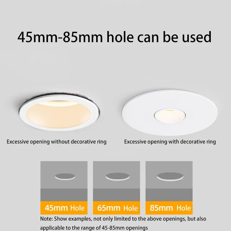Small Beam Angle LED Spotlight (3°/8°/15°) - Recessed Round Ultra-Thin Accent Light