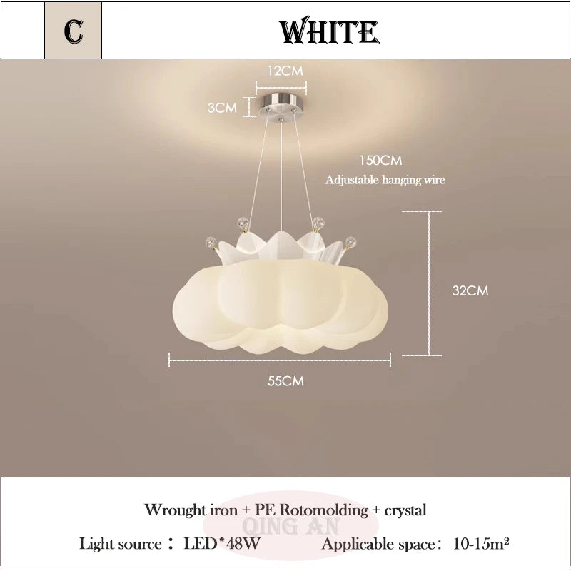 2025 New Crown LED Pendant Lamp Children's Room Restaurant Boy Girl Bedroom with Remote Control Chandelier Study Lighting Decor