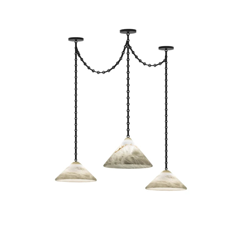 Marble Umbrella Diy Iron Chain Led 2025 Chandelier Alabaster Lustre Suspension Luminaire Lampen For Corridor Entry Way