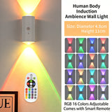 RGB Motion Sensor LED Wall Lights - Rechargeable Magnetic Night Light with Remote (16 Colors)