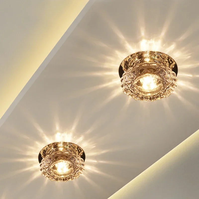 LED Crystal  Embedded Ceiling Light for Home Living Room Corridor Decorative Ceiling Lamp Porch Balcony Indoor Lighting