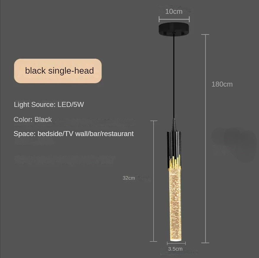 Modern Crystal Pendant Lamp for Bedroom Hanging Lights Ceiling Lighting Bedside Entrance Bathroom Decoration Luminaire Led Lamp