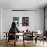 Nordic Long Wood Strip LED Pendant Light Dining Table Lamp Minimalism Suspension Chandelier Living Dining Room Lighting Fixture