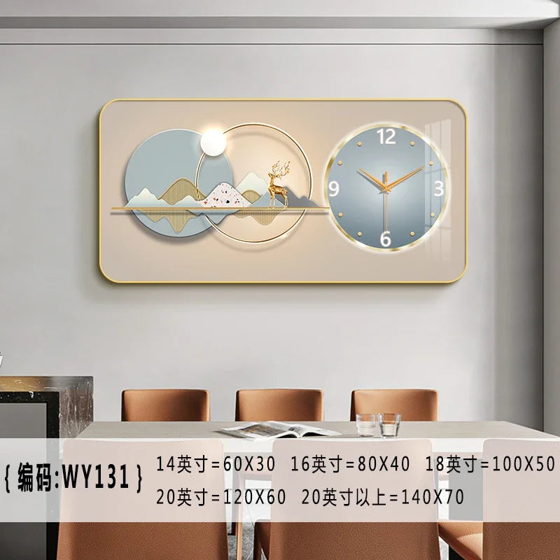 Nordic elk wall clock living room Creative fashion perpetual calendar electronic clock wall atmosphere dining room decoration