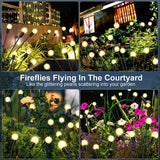 8-LED Solar Firefly Lights - Outdoor Waterproof Warm Glow Garden Lights