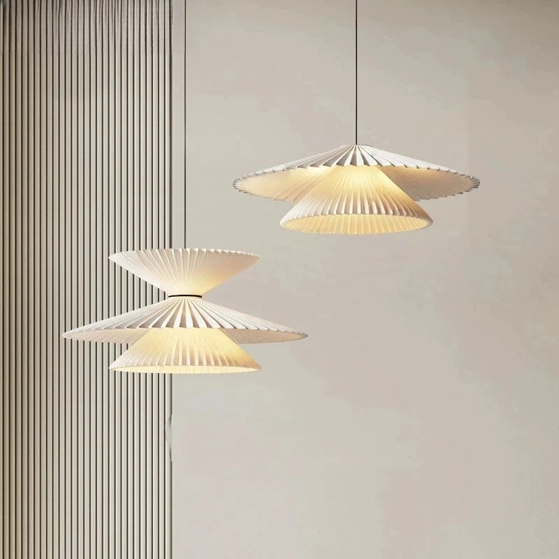 Japanese Creative Pleated Fabric Pendant Light - Modern Cloth Shade Ceiling Chandelier Lamp Fixture for Bedroom, Living Room, Dining Room & Kitchen