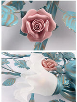 Romantic Rose Flower Ceiling Lamp Pastoral Style Glass Flower Ceiling Chandelier For Bedroom Living Room Art Attic LED Lighting