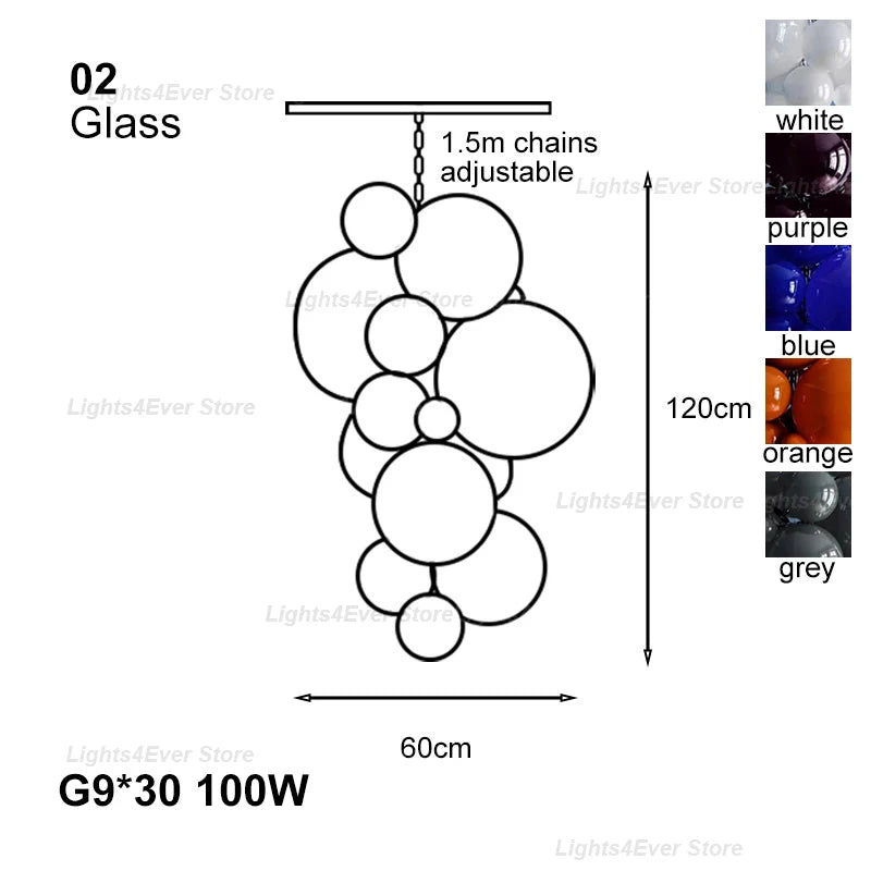2025 New Trend Purple Glass Grape Ball Art Ceiling Chandeliers Hanging Lamps Suspension Luminaire Lampen For Living Room