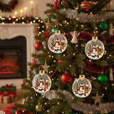 Acrylic Light-Up Christmas Ball Ornament Transparent Snowman Xmas Tree Hanging Pendant Animal Pattern Penguin