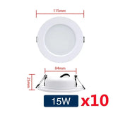 10PCS White Body Recessed LED Downlight - Universal AC/DC 12V 24V 110V 220V Ceiling Light