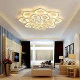 Modern LED Crystal Chandelier - Luxury Flush Mount Ceiling Light for Living Room